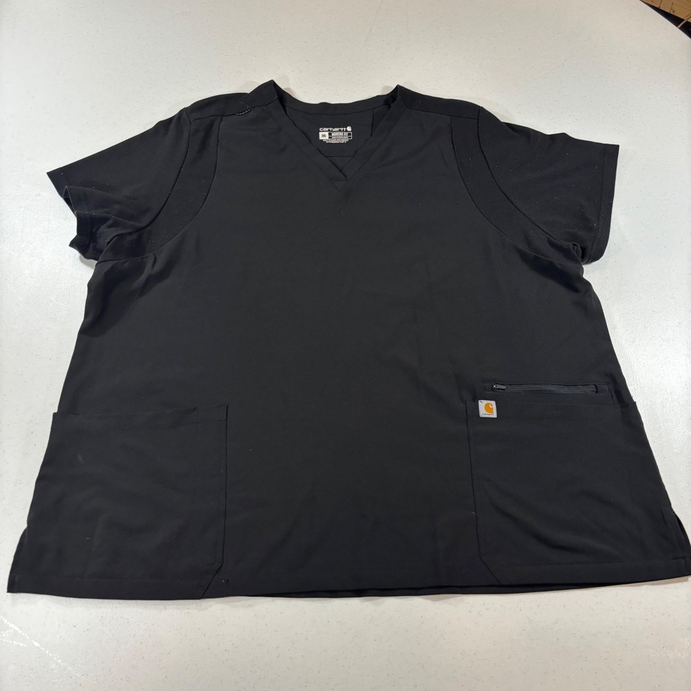 Carhartt Liberty Women Black V-Neck Scrub Top Modern Fit 3XL C13210